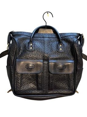 JW Hulme black pebbled leather handbag made in the USA